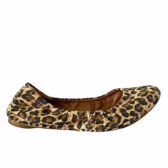 Lucky Brand Women's Emmie Tan Black Leopard Print Leather Ballet Flats Size 6.5 - Picture 3 of 11